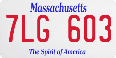MA license plate 7LG603