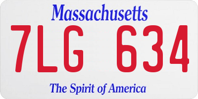 MA license plate 7LG634