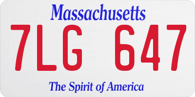 MA license plate 7LG647