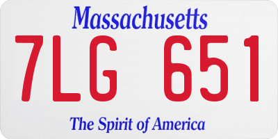 MA license plate 7LG651