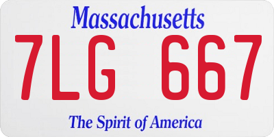 MA license plate 7LG667