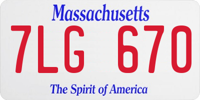 MA license plate 7LG670
