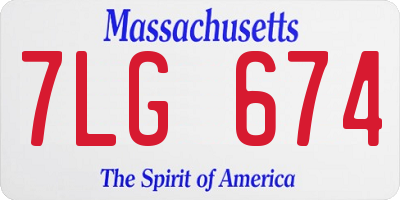 MA license plate 7LG674