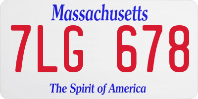 MA license plate 7LG678