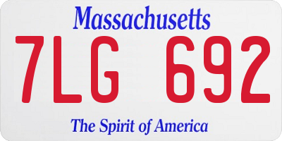 MA license plate 7LG692