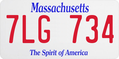MA license plate 7LG734
