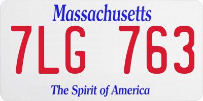 MA license plate 7LG763