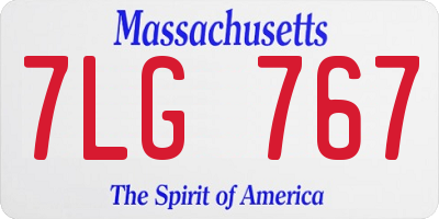 MA license plate 7LG767