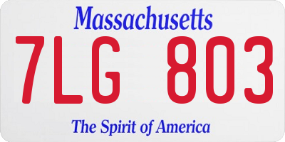 MA license plate 7LG803