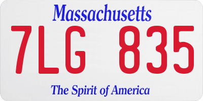 MA license plate 7LG835