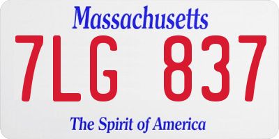 MA license plate 7LG837