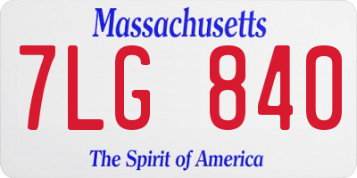 MA license plate 7LG840