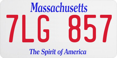 MA license plate 7LG857