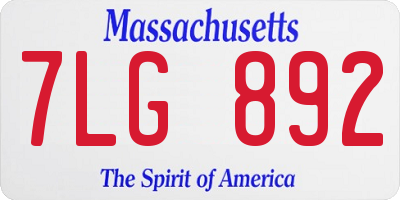 MA license plate 7LG892