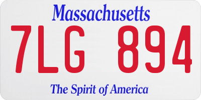 MA license plate 7LG894