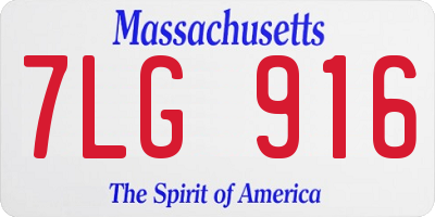 MA license plate 7LG916