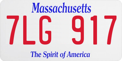 MA license plate 7LG917