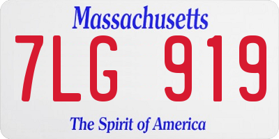 MA license plate 7LG919