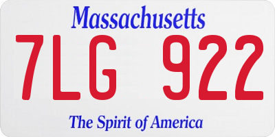 MA license plate 7LG922