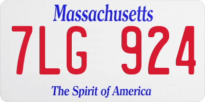 MA license plate 7LG924