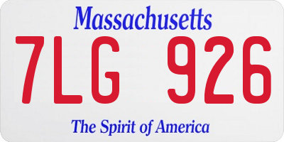 MA license plate 7LG926