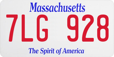 MA license plate 7LG928