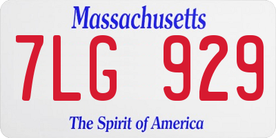 MA license plate 7LG929