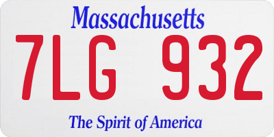 MA license plate 7LG932