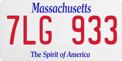 MA license plate 7LG933