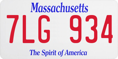 MA license plate 7LG934