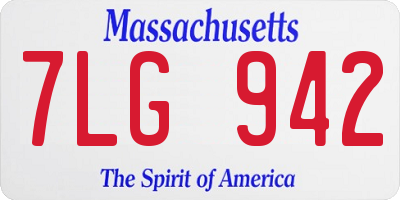 MA license plate 7LG942