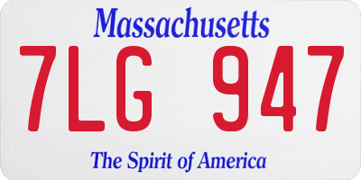 MA license plate 7LG947