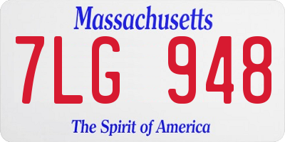MA license plate 7LG948