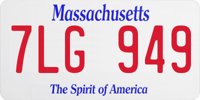MA license plate 7LG949