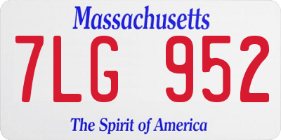 MA license plate 7LG952