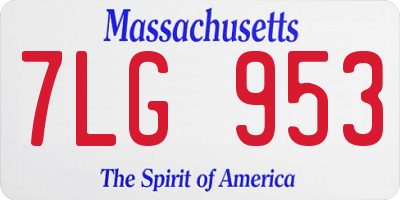 MA license plate 7LG953