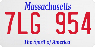 MA license plate 7LG954