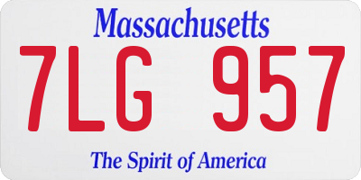 MA license plate 7LG957