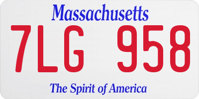 MA license plate 7LG958