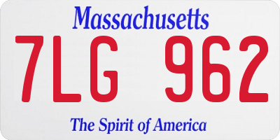 MA license plate 7LG962