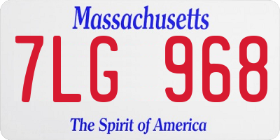 MA license plate 7LG968