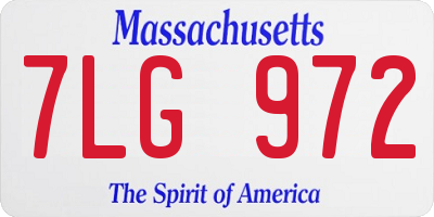 MA license plate 7LG972