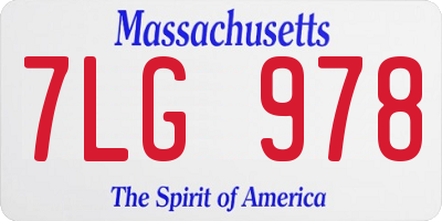 MA license plate 7LG978