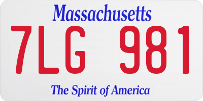 MA license plate 7LG981
