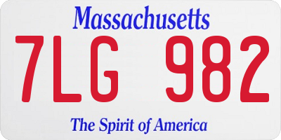 MA license plate 7LG982