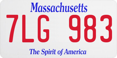 MA license plate 7LG983