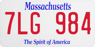 MA license plate 7LG984