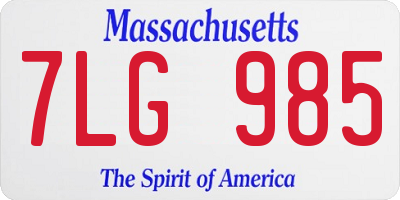 MA license plate 7LG985