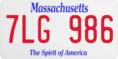 MA license plate 7LG986