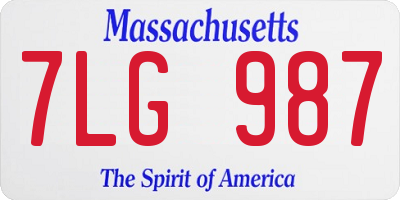MA license plate 7LG987